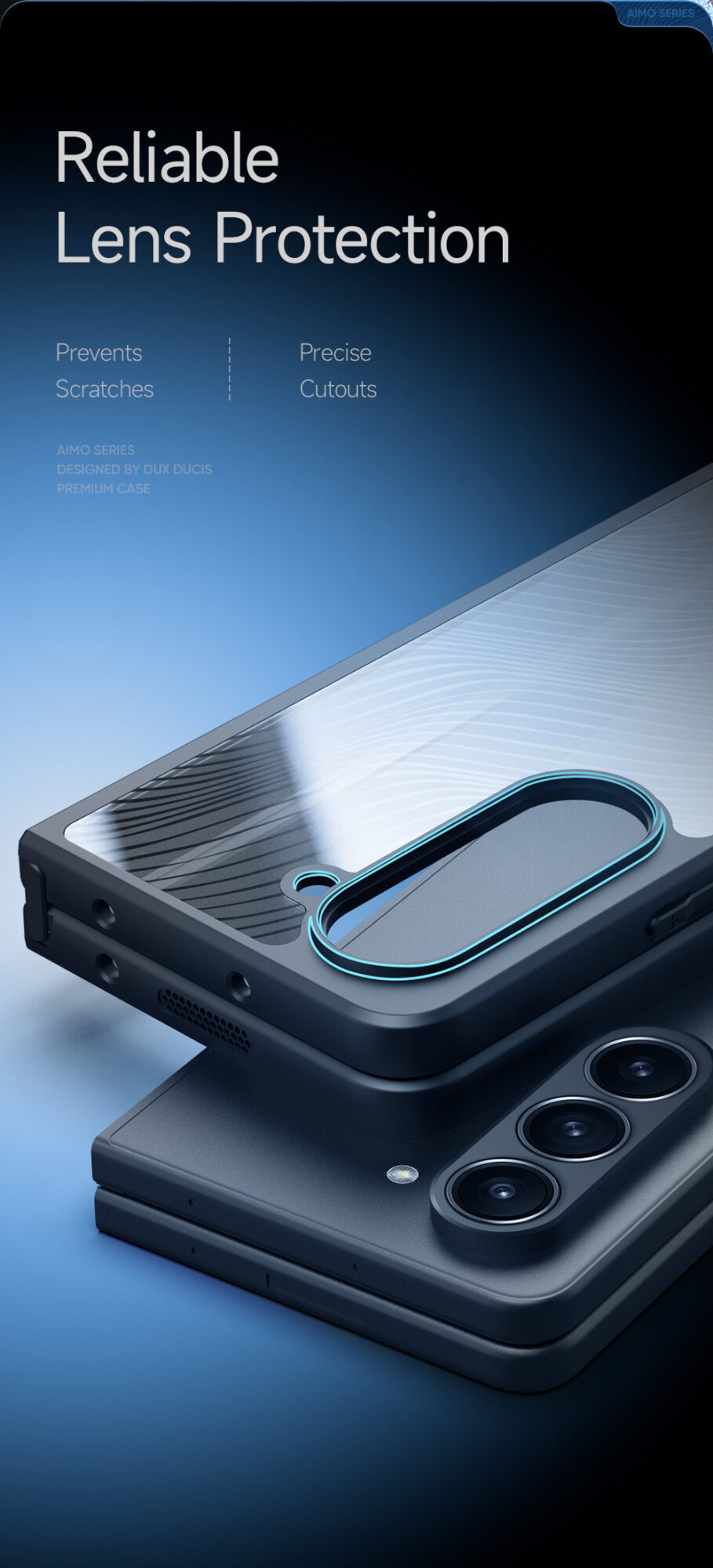 Aimo Series Phone Case for Samsung Galaxy Fold 5 - Transparent Black