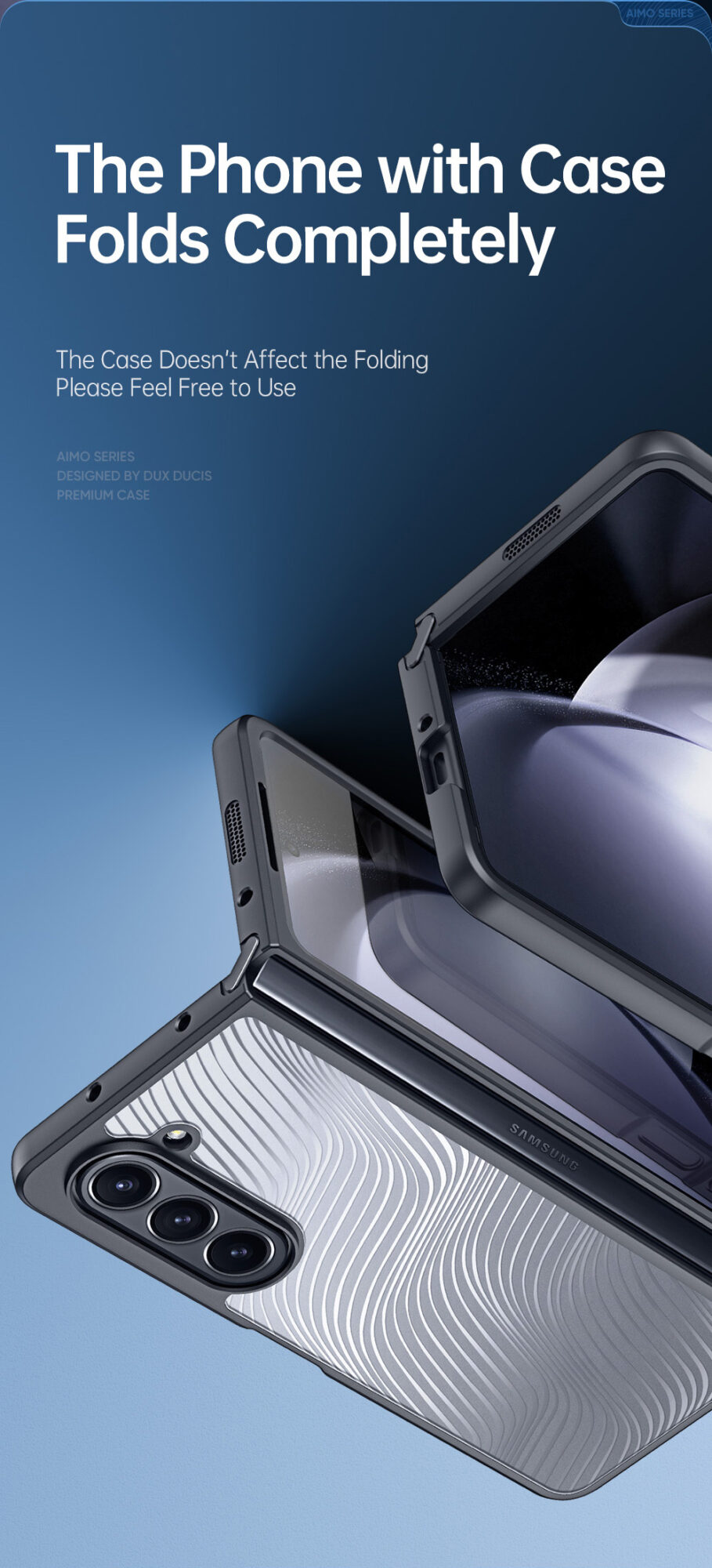 Aimo Series Phone Case for Samsung Galaxy Fold 5 - Transparent Black