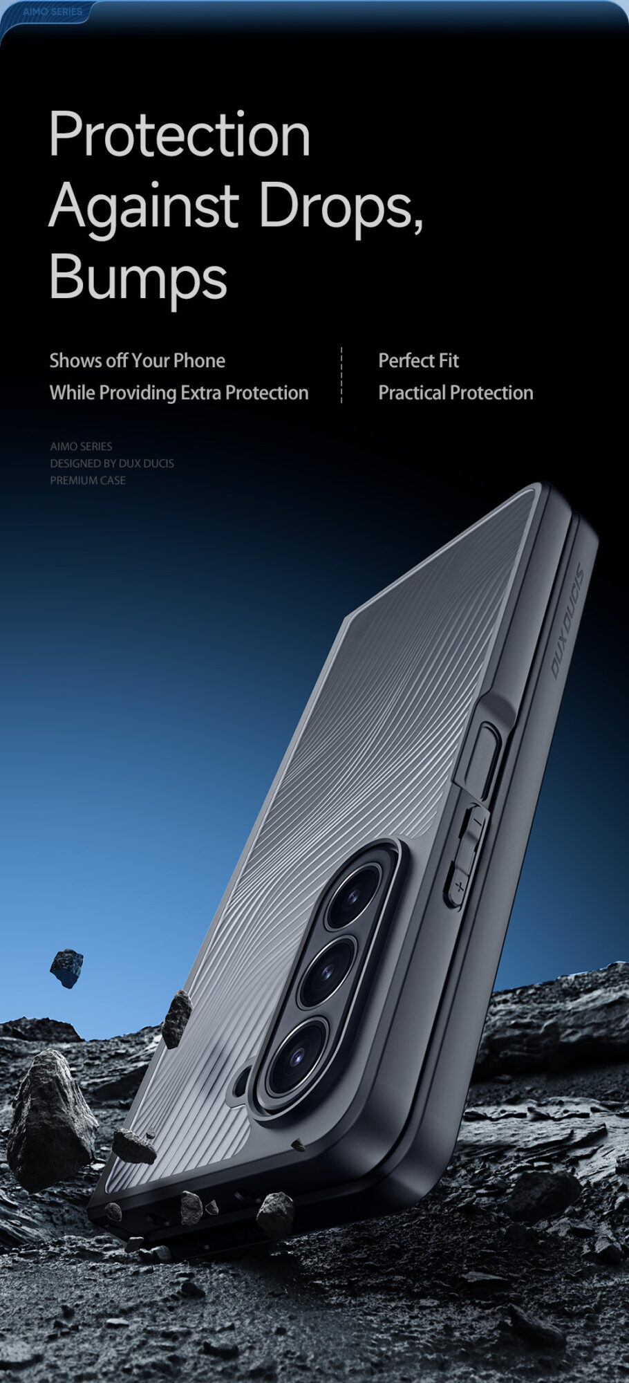 Aimo Series Phone Case for Samsung Galaxy Fold 5 - Transparent Black