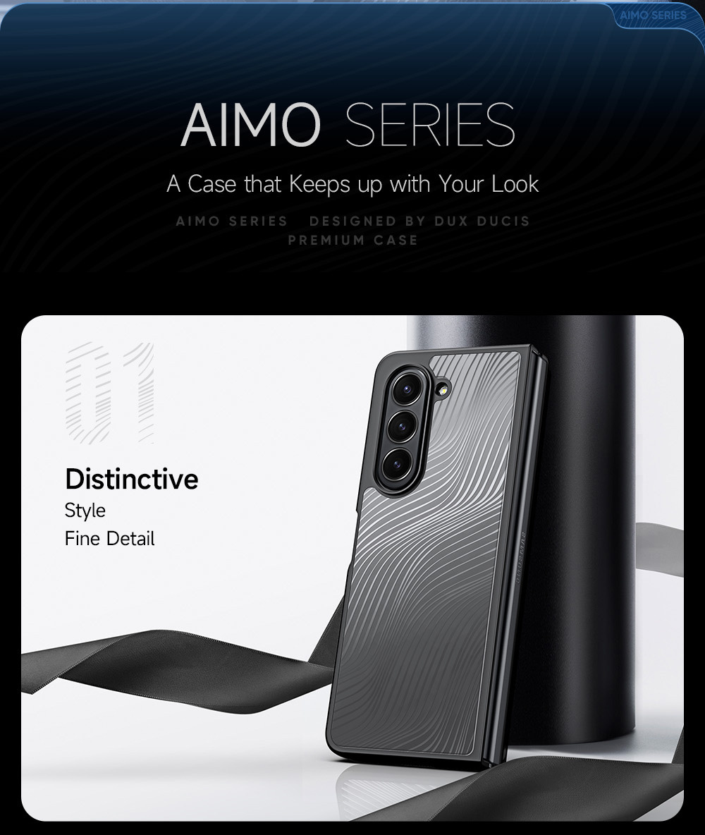 Aimo Series Phone Case for Samsung Galaxy Fold 5 - Transparent Black
