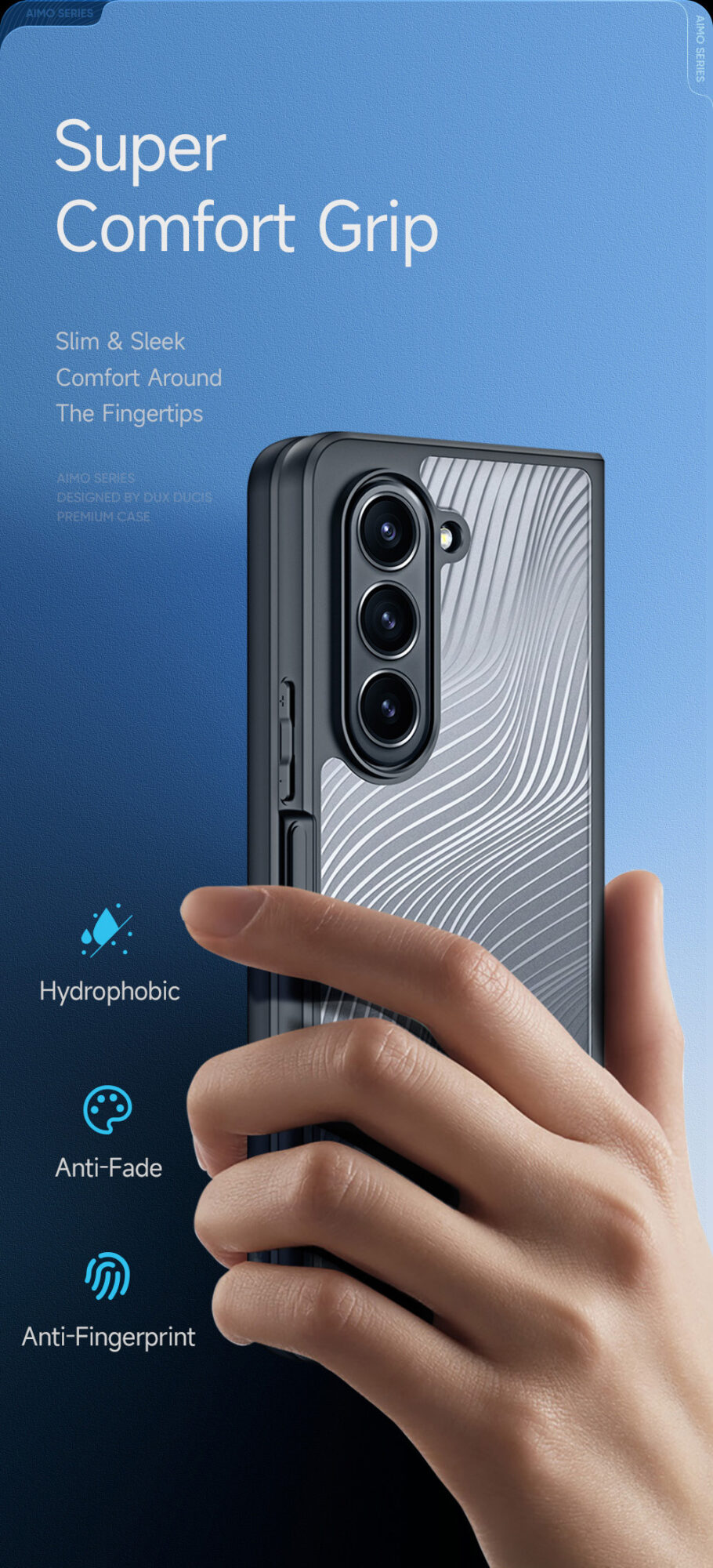 Aimo Series Phone Case for Samsung Galaxy Fold 5 - Transparent Black