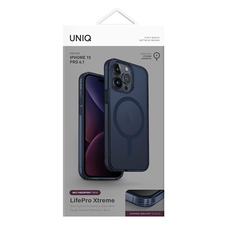 Uniq Life Pro Xtreme MagClick MagSafe Compatible Phone Case for iPhone 15 Pro &ndash; Smoke Blue