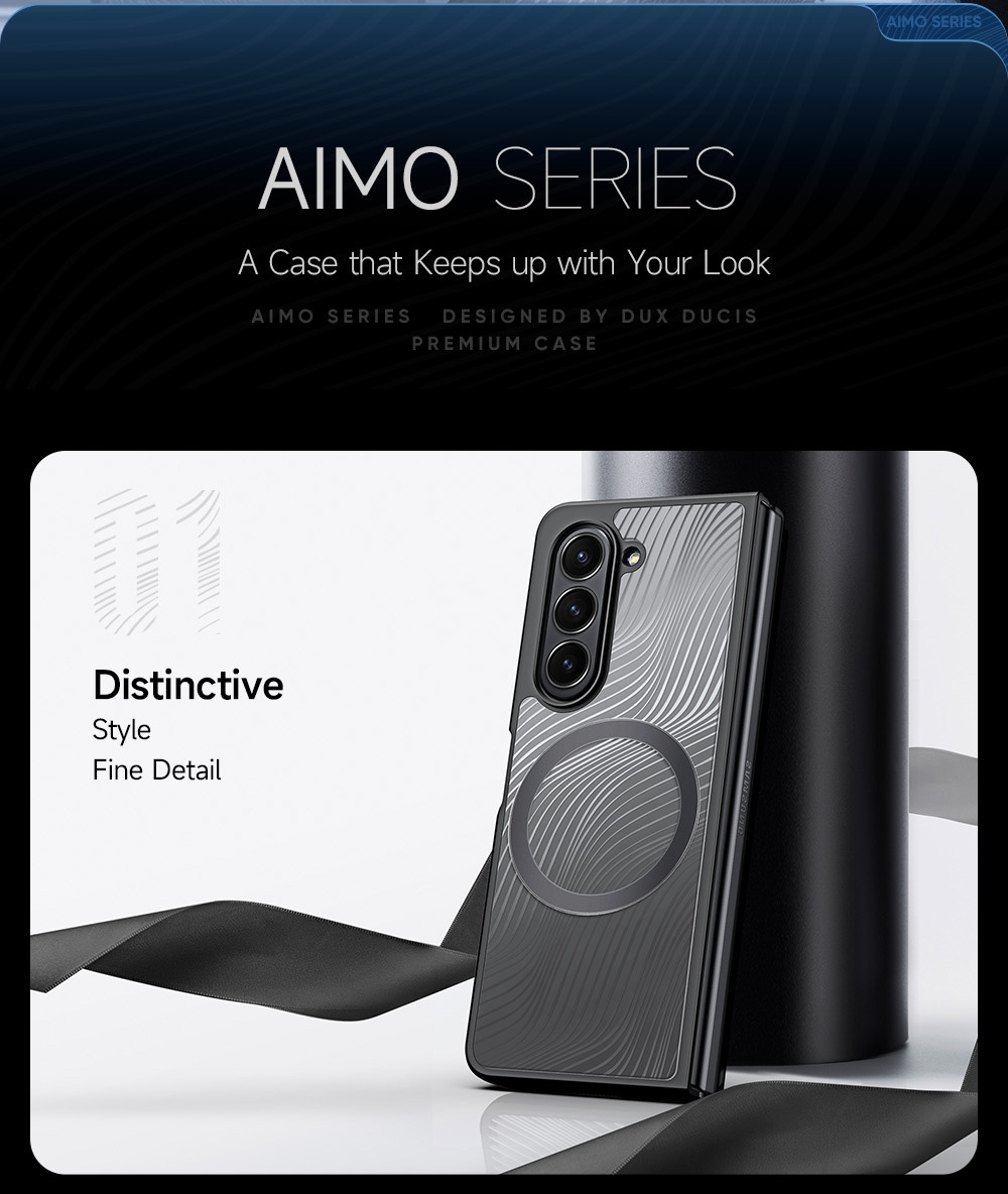Aimo Mag Series Phone Case for Samsung Galaxy Fold&nbsp;5 (MagSafe&nbsp;Compatible)-&nbsp;Transparent&nbsp;Black