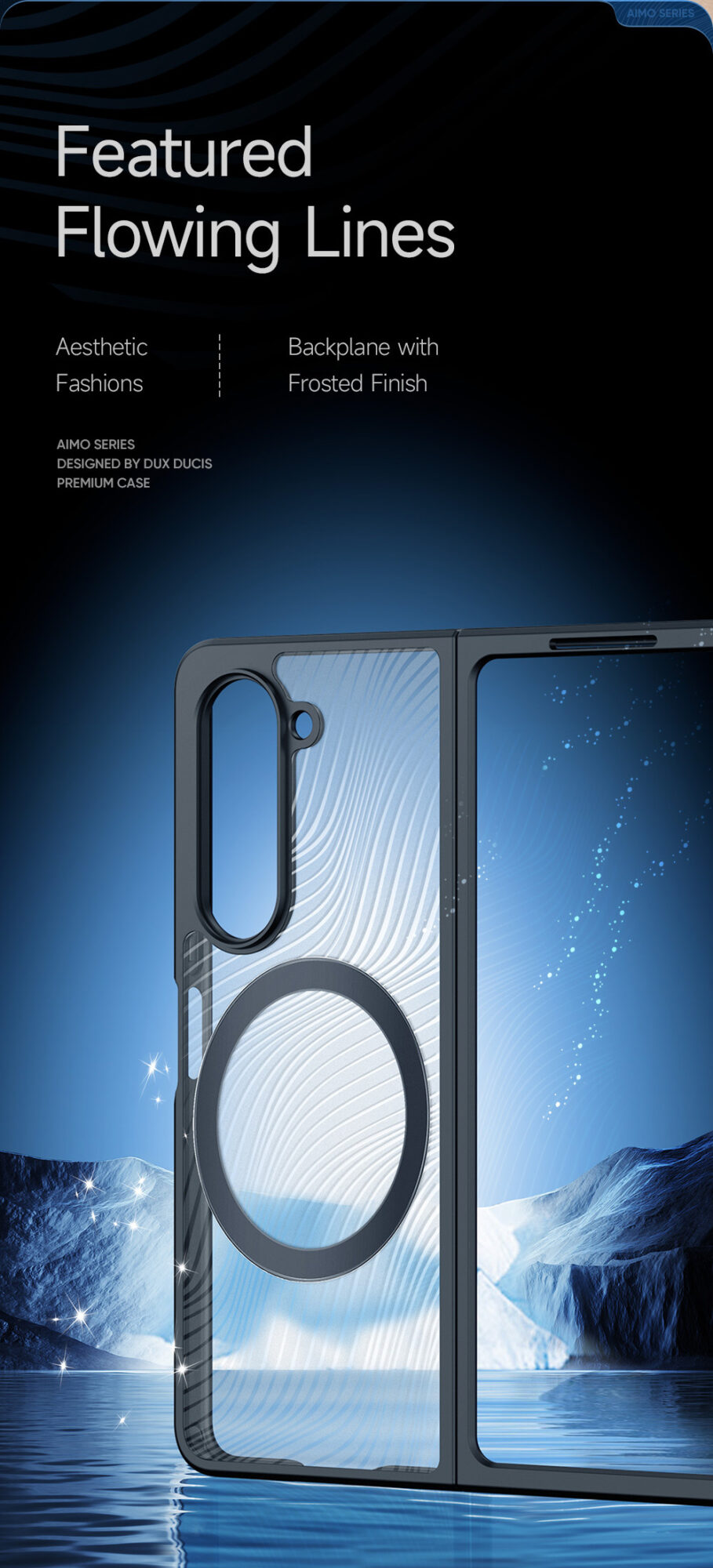 Aimo Mag Series Phone Case for Samsung Galaxy Fold&nbsp;5 (MagSafe&nbsp;Compatible)-&nbsp;Transparent&nbsp;Black
