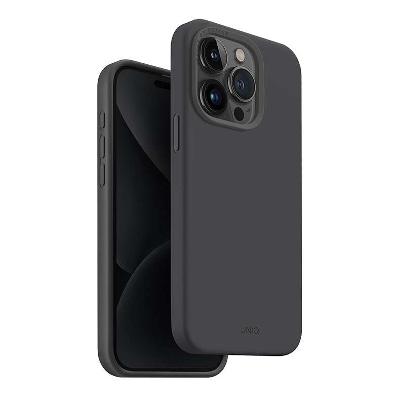 Uniq Lino Hue MagClick MagSafe Compatible Phone Case for iPhone 15 Pro &ndash; Charcoal Grey