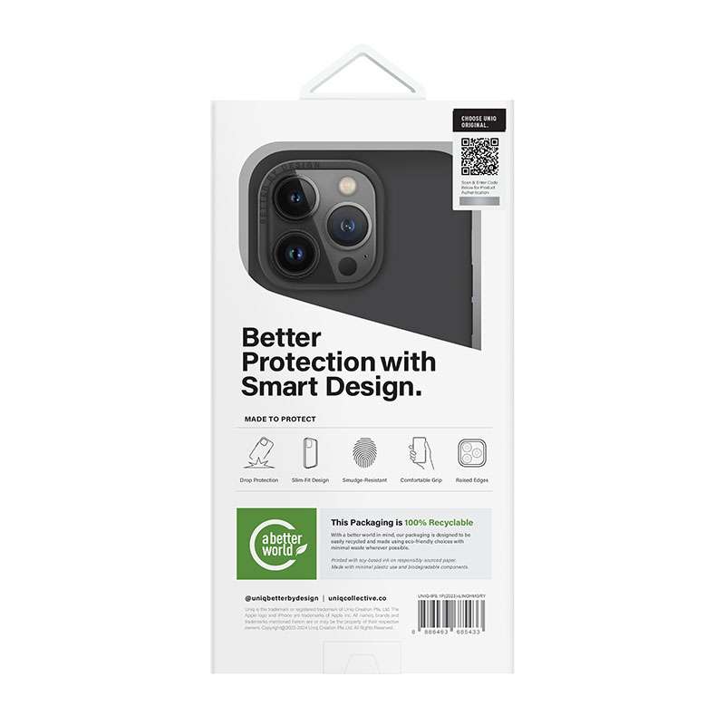 Uniq Lino Hue MagClick MagSafe Compatible Phone Case for iPhone 15 Pro &ndash; Charcoal Grey