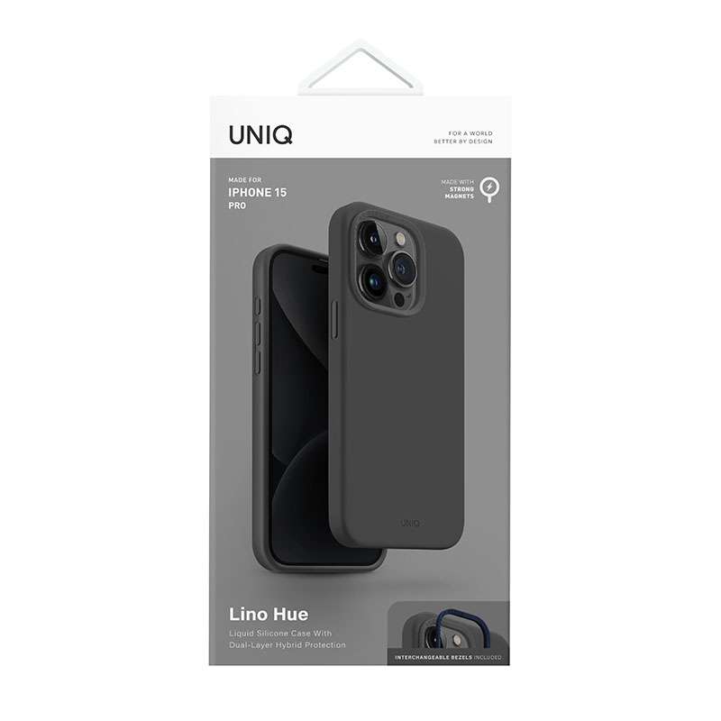 Uniq Lino Hue MagClick MagSafe Compatible Phone Case for iPhone 15 Pro &ndash; Charcoal Grey