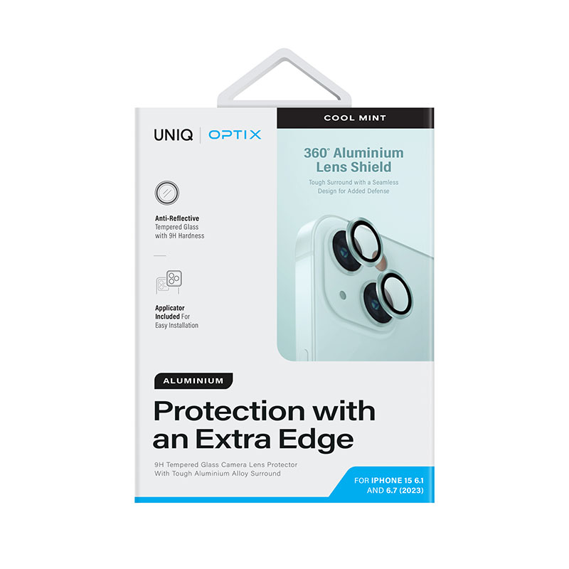 Uniq Optix Aluminium Camera Lens Protector for iPhone 15/15 Plus &ndash; Cool Mint