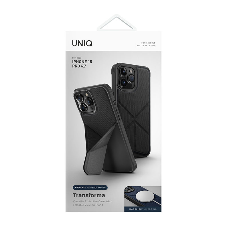 UNIQ Transforma Magclick Magsafe Compatible Phone Case for iPhone 15 Pro Max &ndash; Ebony (Black)