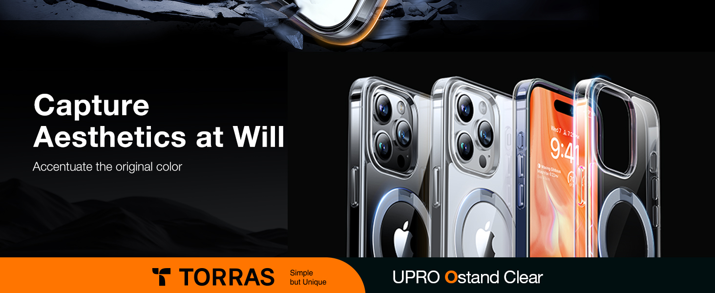 Torras UPRO Ostand Clear Series Magsafe Compatible Phone Case for iPhone 15 Pro &ndash; Clear