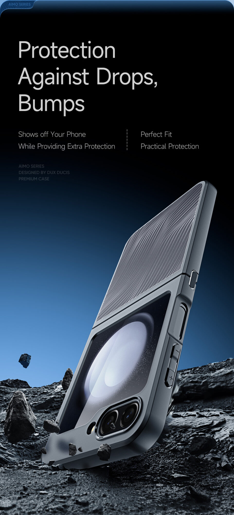 Aimo Series Phone Case for Samsung Galaxy Flip 5 - Transparent Black