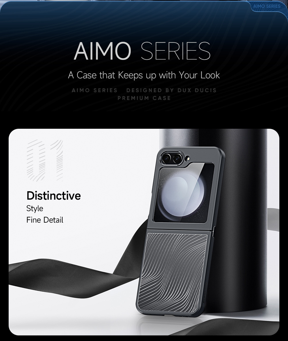Aimo Series Phone Case for Samsung Galaxy Flip 5 - Transparent Black