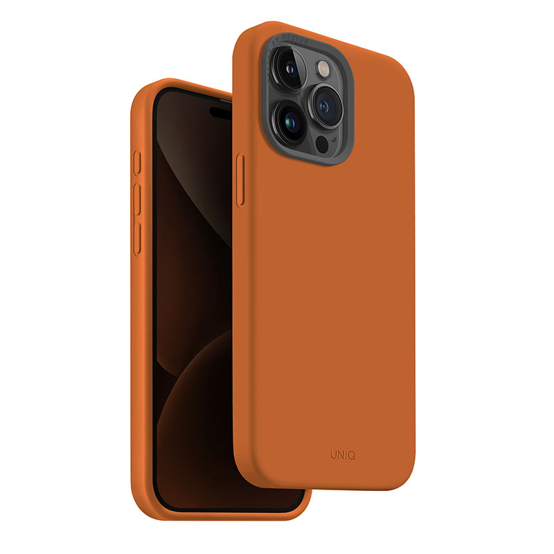 UNIQ Lino Hue MagClick Magsafe Compatible Phone Case for iPhone 15 Pro Max &ndash; Sunset Orange
