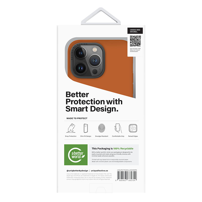 UNIQ Lino Hue MagClick Magsafe Compatible Phone Case for iPhone 15 Pro Max &ndash; Sunset Orange