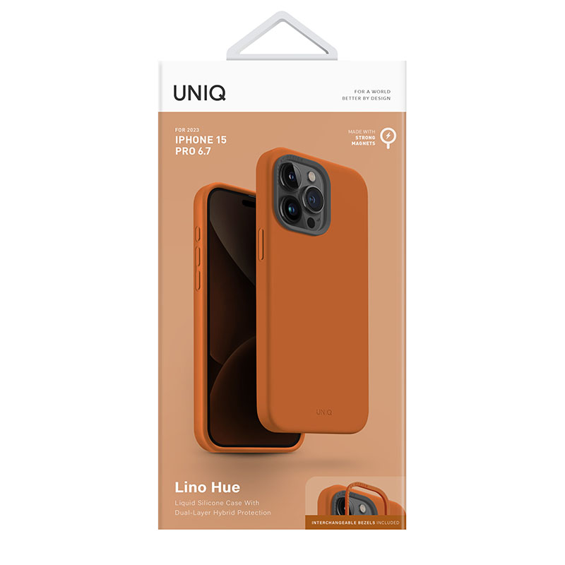 UNIQ Lino Hue MagClick Magsafe Compatible Phone Case for iPhone 15 Pro Max &ndash; Sunset Orange