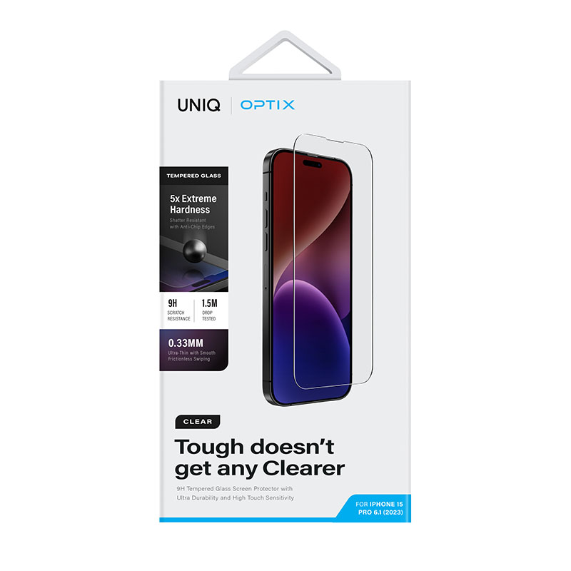 Uniq Optix Clear Glass Screen Protector for iPhone 15 Pro
