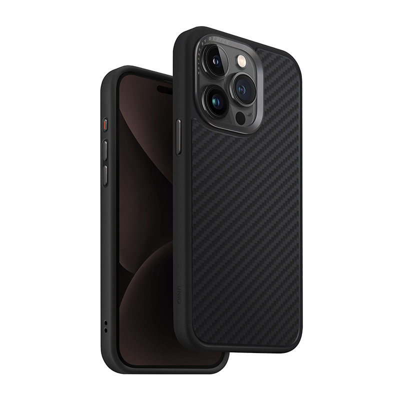 UNIQ Keva Magclick Magsafe Compatible Phone Case for iPhone 15 Pro Max - Carbon (Black)