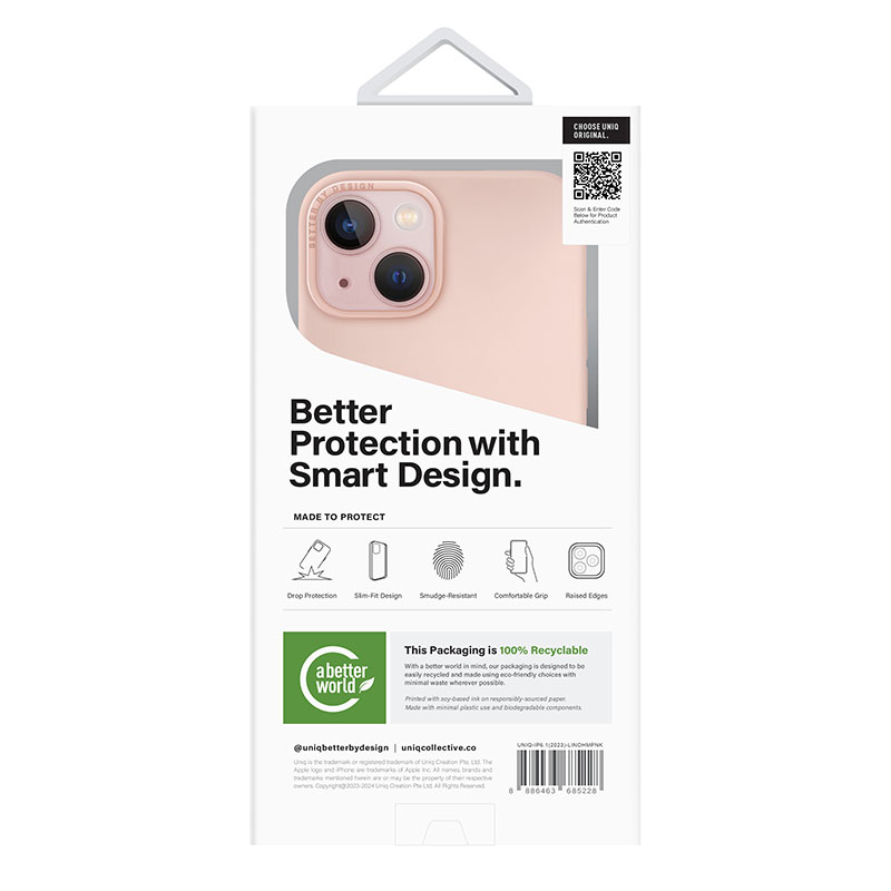 Uniq Lino Hue MagClick MagSafe Compatible Phone Case for iPhone 15 &ndash; Blush Pink