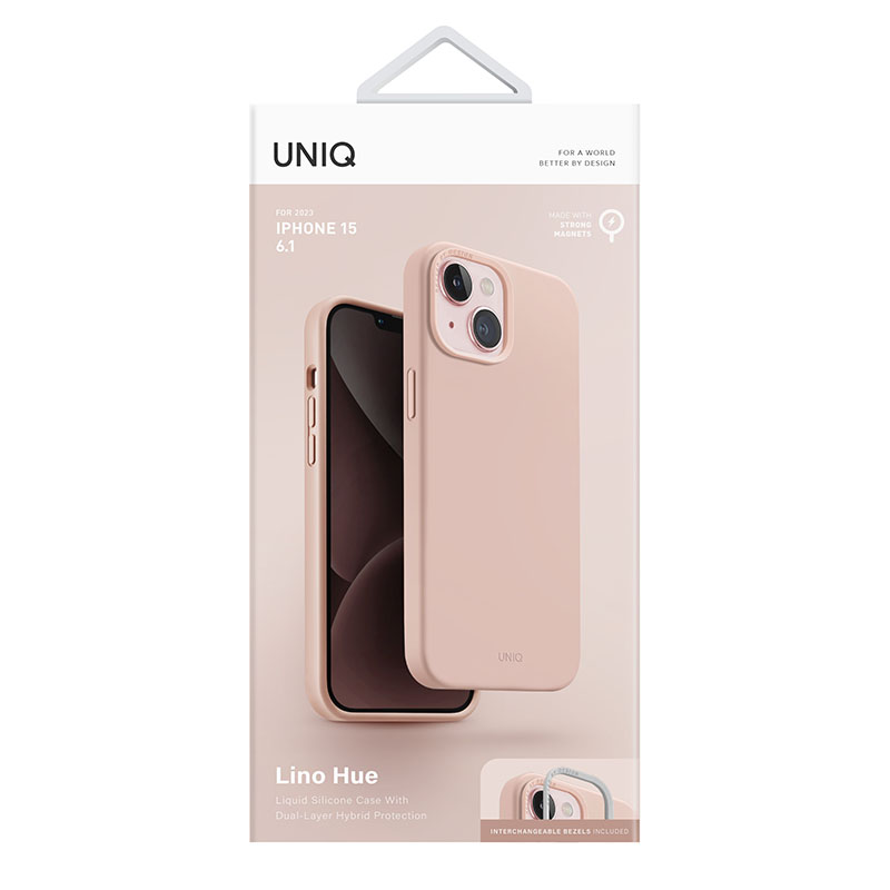 Uniq Lino Hue MagClick MagSafe Compatible Phone Case for iPhone 15 &ndash; Blush Pink