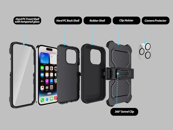 Whitestone Dome iPhone 15 Pro Max Aegis All in One Defender Case - Black