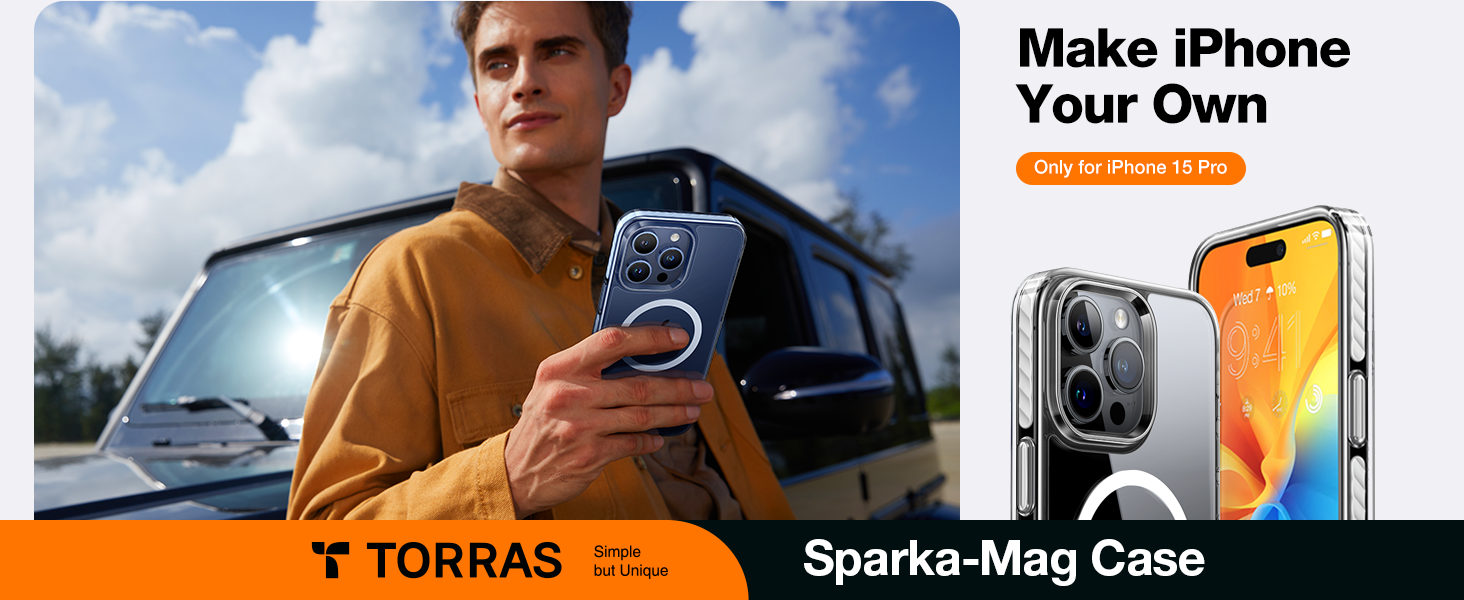 Torras Sparka-Mag Series Magsafe Compatible Phone Case for iPhone 15 Pro Max 6.7? &ndash; Clear