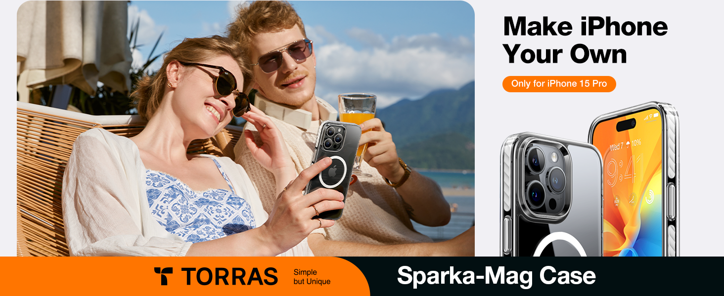 Torras Sparka-Mag Series Magsafe Compatible Phone Case for iPhone 15 Pro Max 6.7? &ndash; Clear
