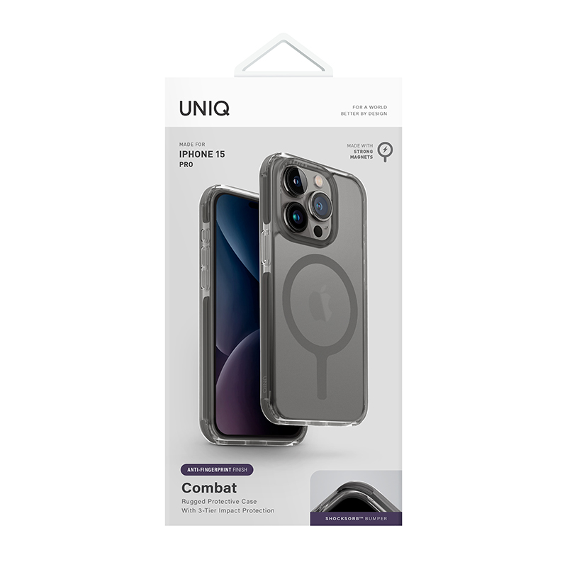 Uniq Combat (AF) MagSafe MagClick Charging Case for iPhone 15 Pro - Frost Grey