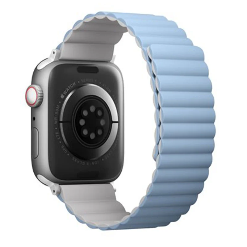 UNIQ REVIX Reversible Magnetic Apple Watch Strap for Series 1-10, SE/SE2 Watch Ultra 49/45/44/46MM &ndash; Artic White (Blue)