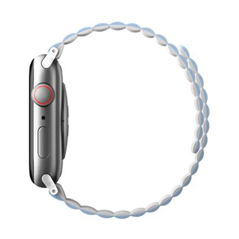 UNIQ REVIX Reversible Magnetic Apple Watch Strap for Series 1-10, SE/SE2 Watch Ultra 49/45/44/46MM &ndash; Artic White (Blue)
