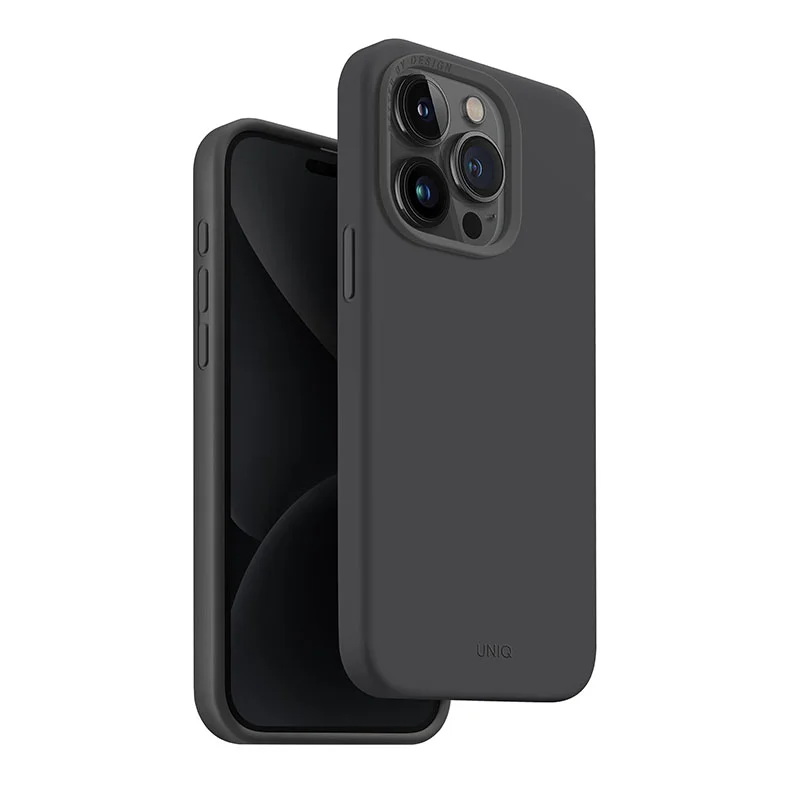 UNIQ Lino Hue MagClick Magsafe Compatible Phone Case for iPhone 15 Pro Max &ndash; Charcoal Grey