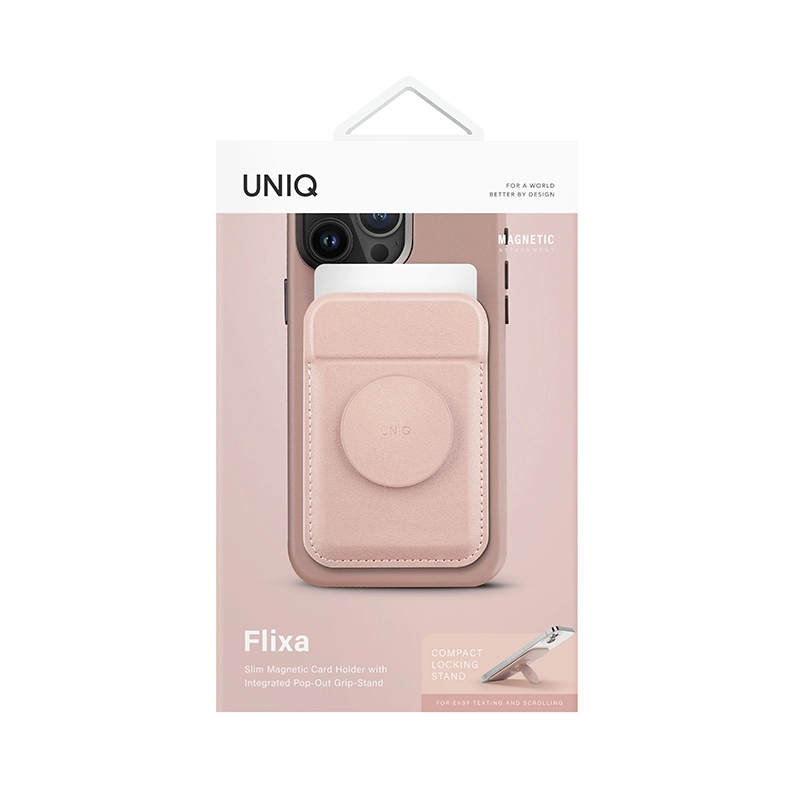 UNIQ Flixa Magnetic Card Holder with Pop Grip & Stand &ndash; Blush Pink
