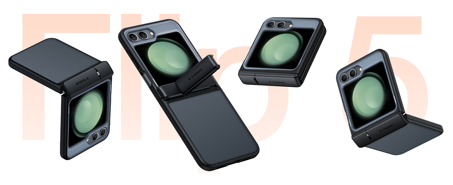 Torras Armor Stand Series Phone Case for Samsung Galaxy Z Flip 5 &ndash; Black