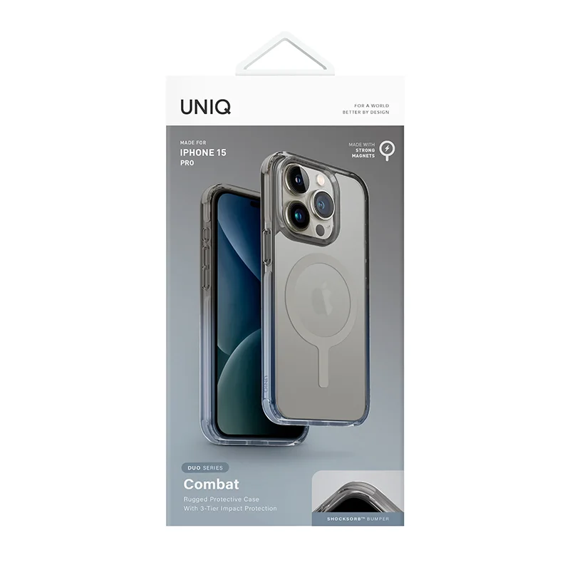 UNIQ Combat Duo MagSafe/Magclick Phone Case for iPhone 15 Pro &ndash; Stone (Dusty Blue/Grey)