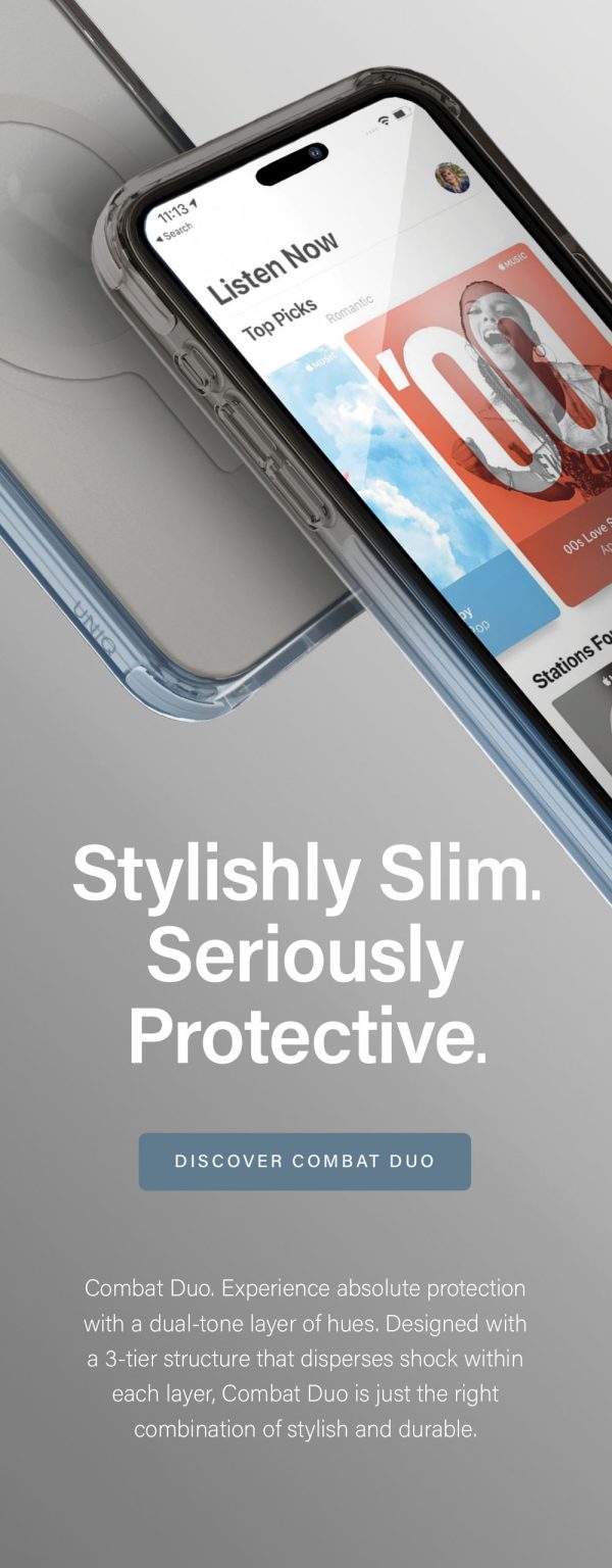 UNIQ Combat Duo MagSafe/Magclick Phone Case for iPhone 15 Pro Max &ndash; Stone (Dusty Blue/Grey)