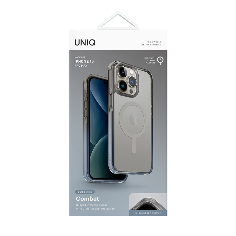 UNIQ Combat Duo MagSafe/Magclick Phone Case for iPhone 15 Pro Max &ndash; Stone (Dusty Blue/Grey)