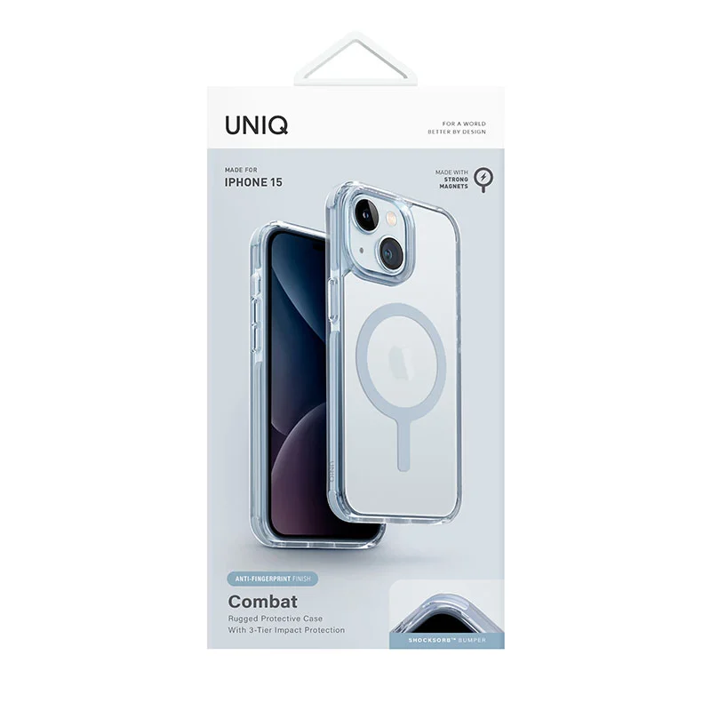UNIQ Combat Series MagSafe / Magclick Charging Phone Case for iPhone 15 &ndash; Ice Blue