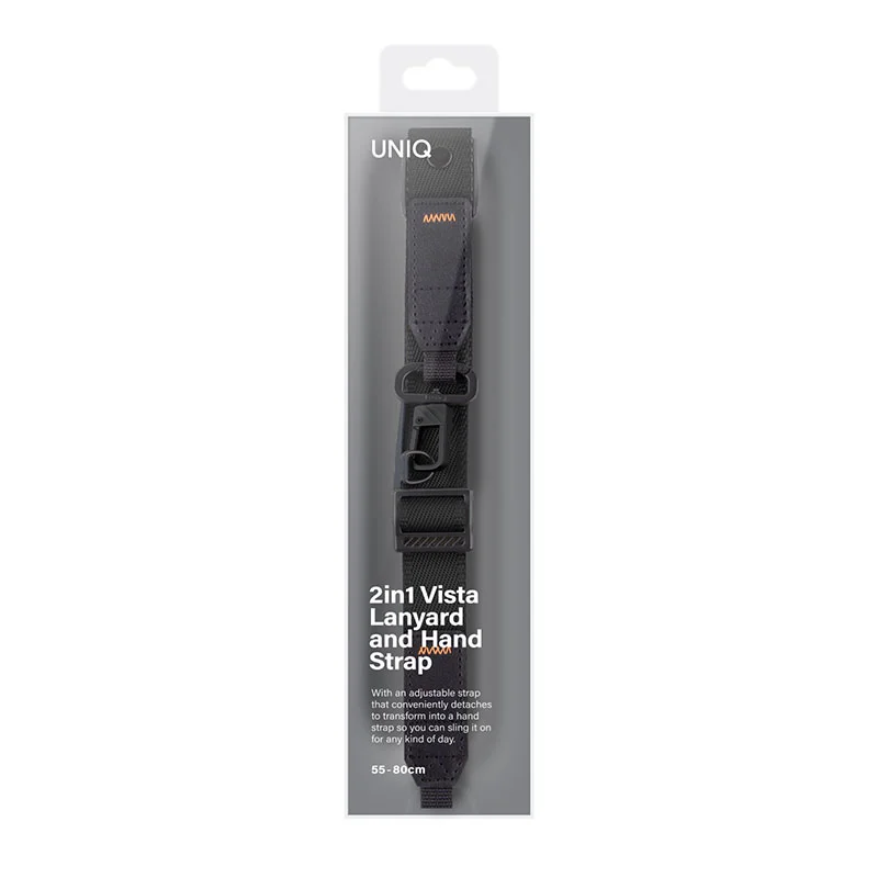 Uniq Vista Lanyard with Hand Strap 2in1 for Mobile Phones - Midnight Black