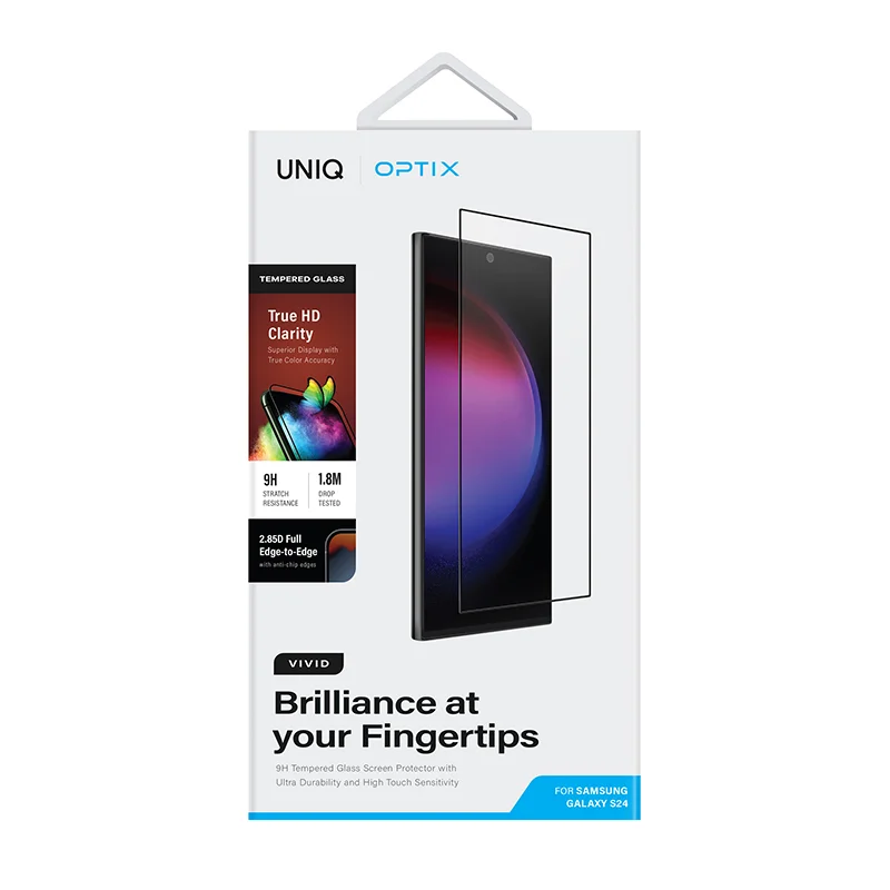 UNIQ OPTIX Vivid Clear Glass Screen Protector for Samsung Galaxy S24 Plus - Clear