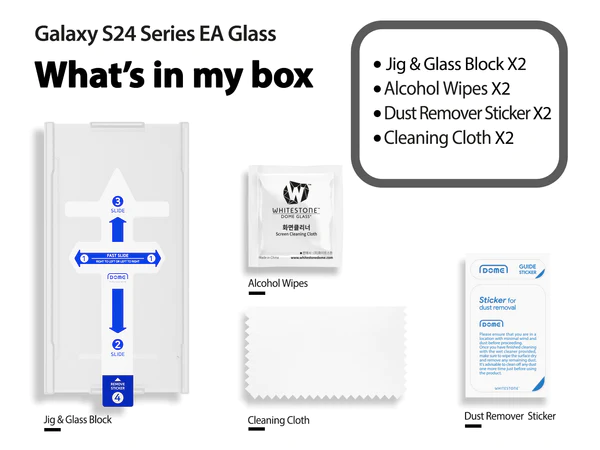 Whitestone [EA] Tempered Glass Screen Protector For Samsung Galaxy S24 Ultra - 2 Pack