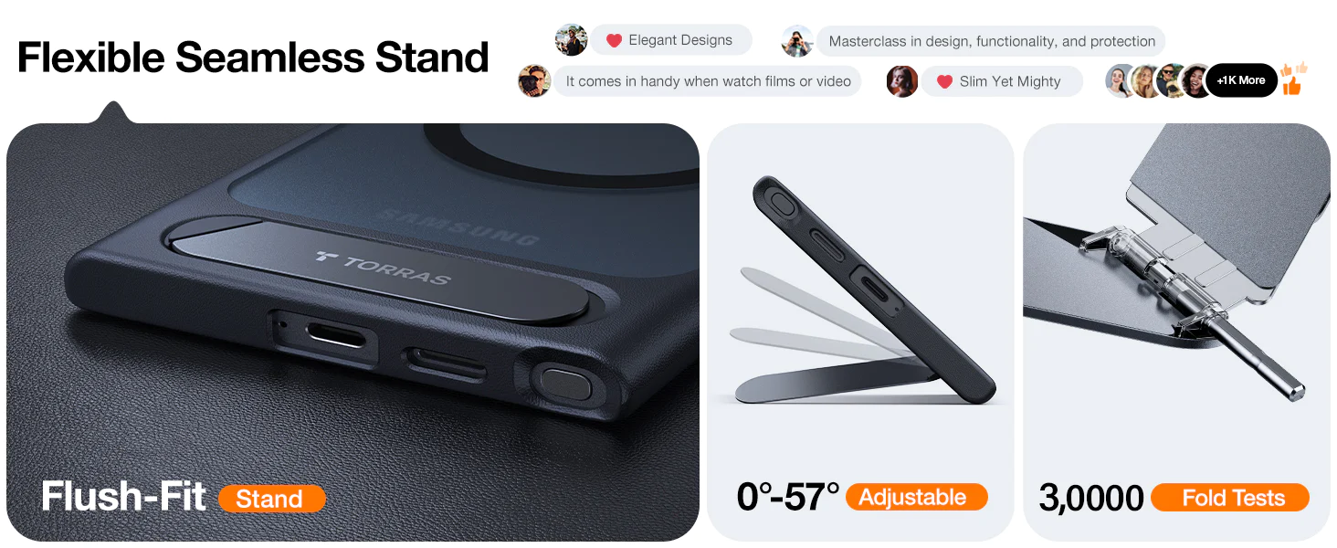 Torras UPRO Pstand Series Magsafe Compatible Phone Case for Samsung Galaxy S24 – Black