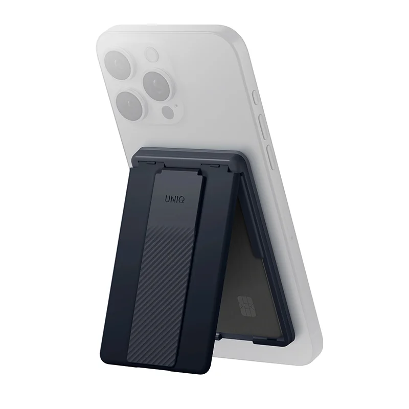 Uniq Heldro ID Magnetic Card Holder with Flex Hand Grip & Stand for Phones - Navy Blue