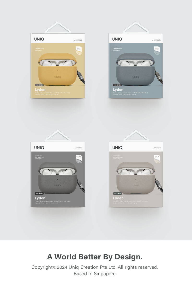 Uniq Lyden DS Slim Leatherette Case for Airpods Pro 2nd Gen - Pine/Ivory