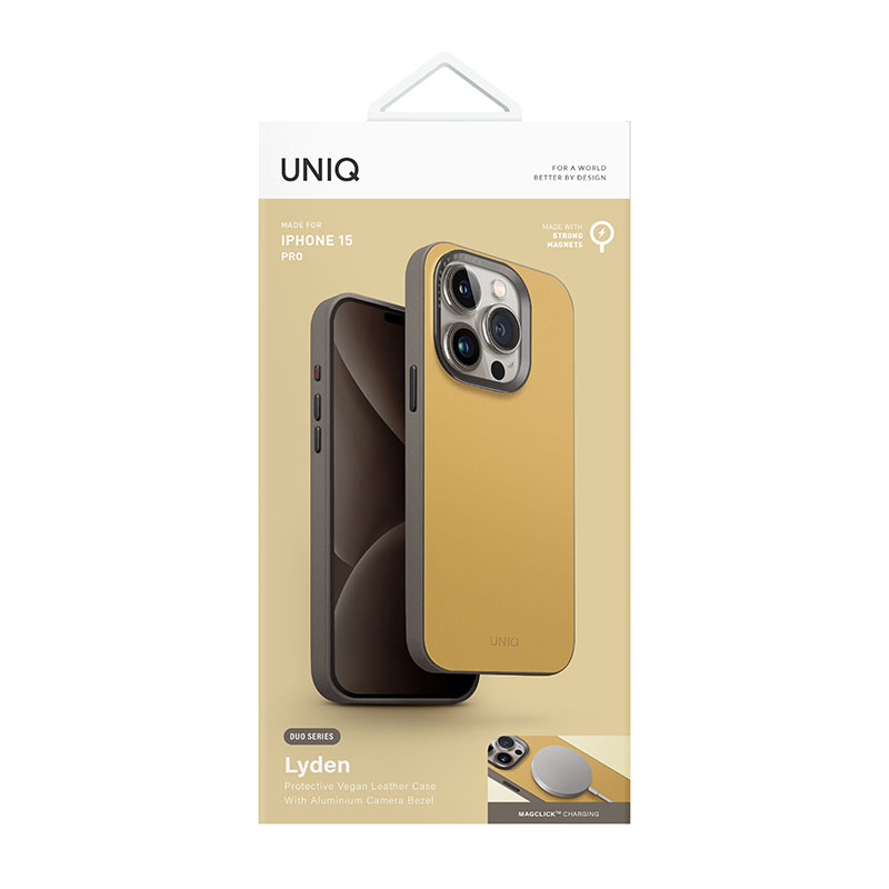 UNIQ Lyden DS MagClick/MagSafe Compatible Case for iPhone 15 Pro &ndash; Canary/Yellow