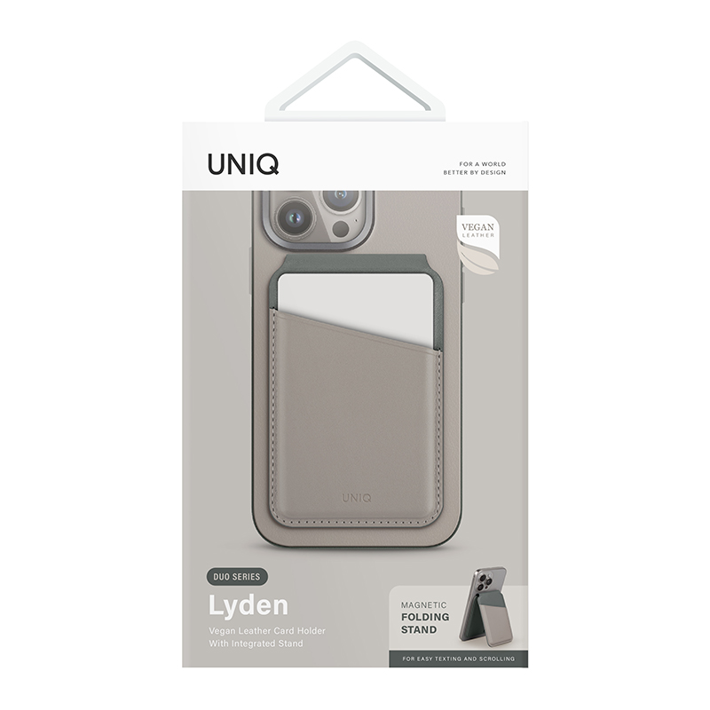 Uniq Lyden DS RFID Blocking Leatherette 2in1 MagSafe Magnetic Card Wallet & Stand - Pine/Ivory