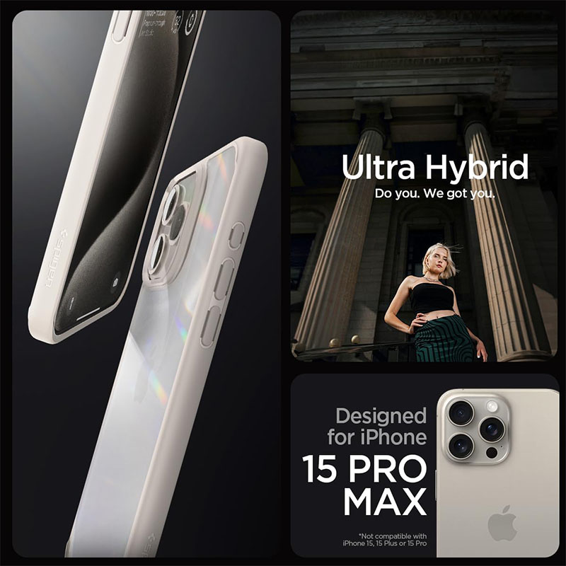 Spigen Ultra Hybrid Phone Case for iPhone 15 Pro Max – Natural Titanium