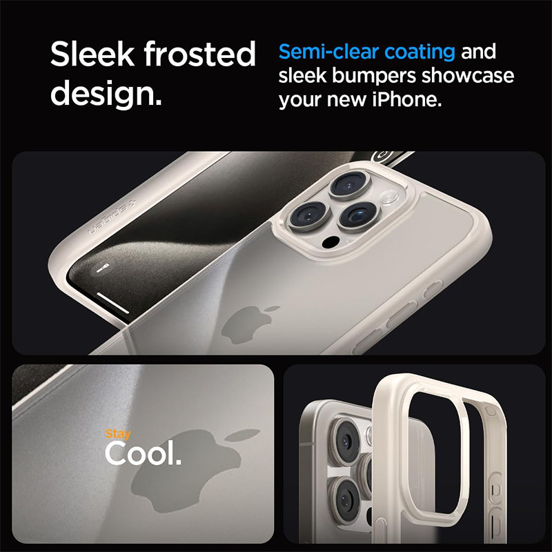 Spigen Ultra Hybrid Phone Case for iPhone 15 Pro Max – Natural Titanium