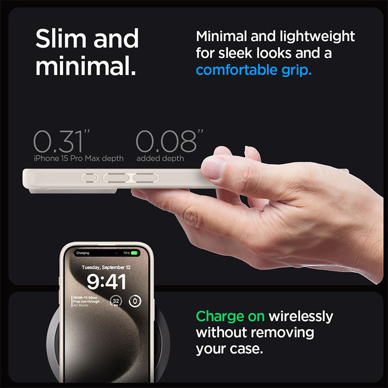 Spigen Ultra Hybrid Phone Case for iPhone 15 Pro Max – Natural Titanium