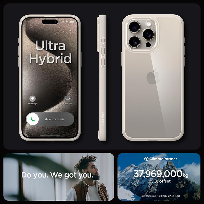 Spigen Ultra Hybrid Phone Case for iPhone 15 Pro Max – Natural Titanium