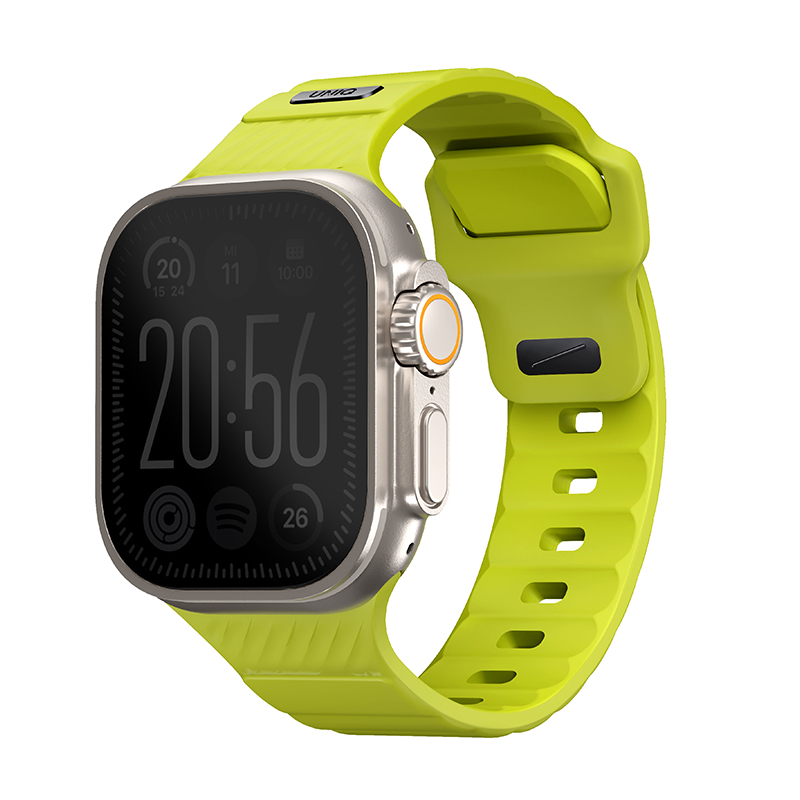 Uniq Stride FKM Tough Rubber Apple Watch Strap for Series 1-10, SE/SE2 & Watch Ultra - 49/45/44/46MM - Lime Green