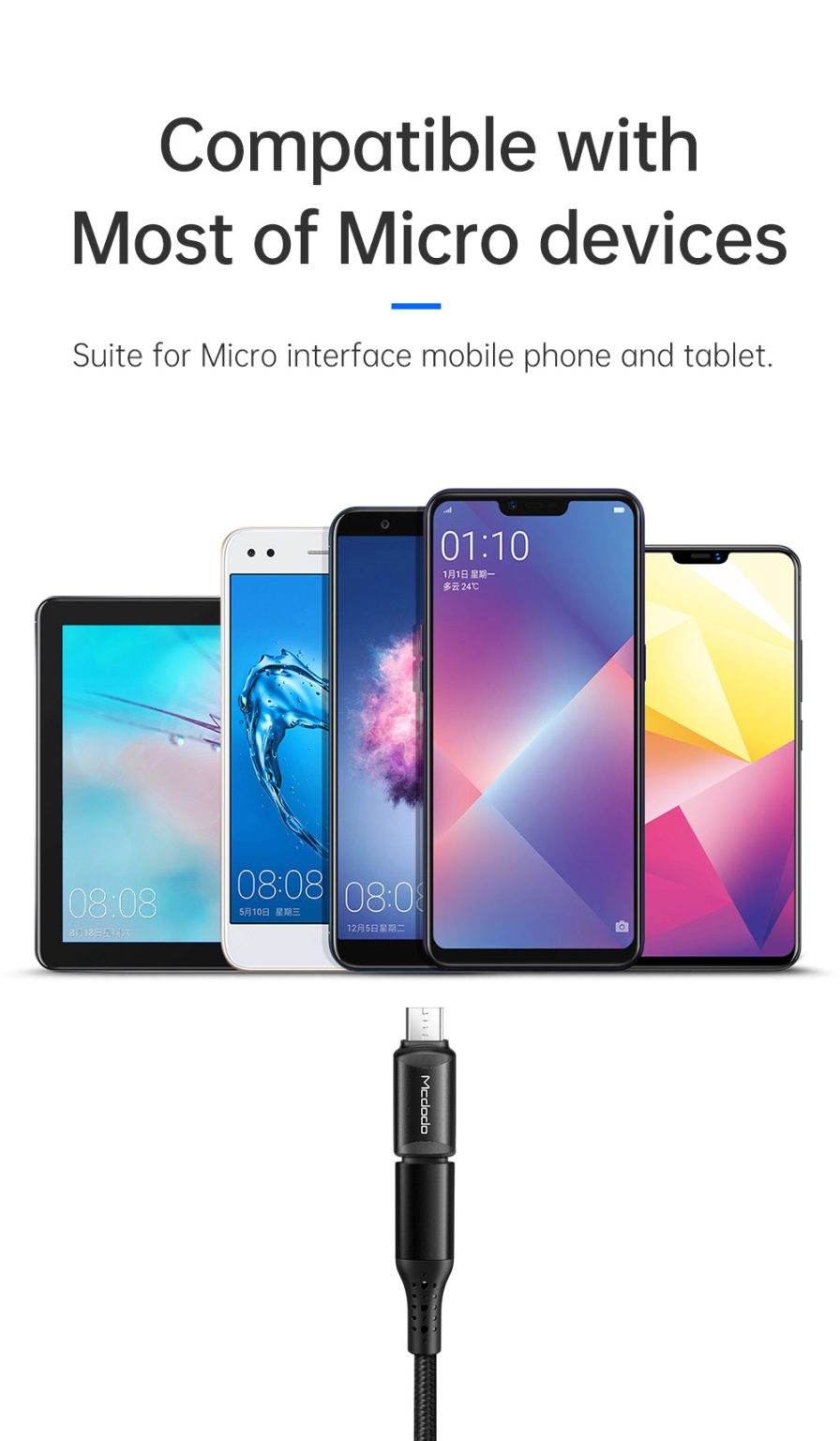 Mcdodo USB-C to Micro USB Adapter Conversion Converter with QC Rapid Charging, High Speed PC Data Transfer - OT-7690